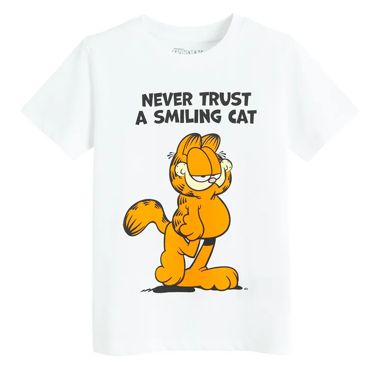 Cool Club, Tricou pentru baieti, alb, imprimeu Garfield