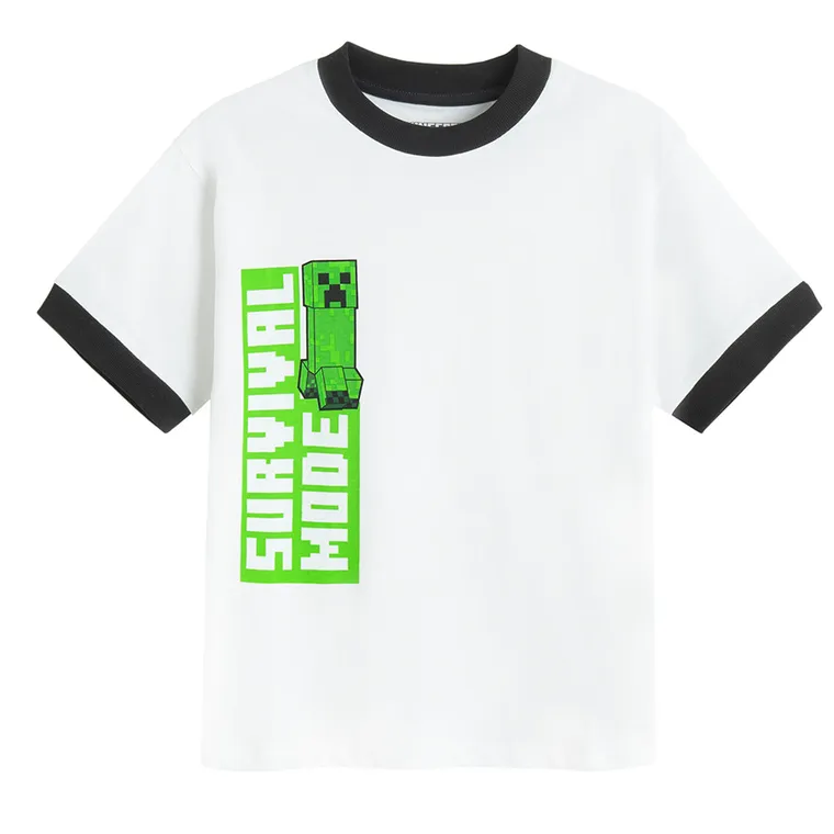 Cool Club, Tricou pentru baieti, alb, imprimeu Minecraft