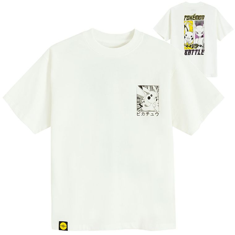 Cool Club, Tricou pentru baieti, alb, imprimeu Pokemon