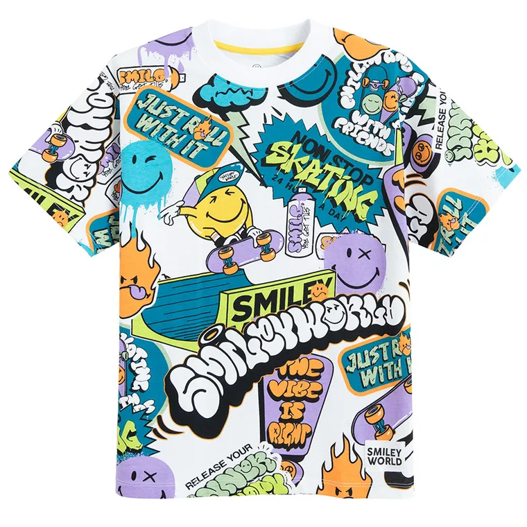 Cool Club, Tricou pentru baieti, alb, imprimeu SmileWorld