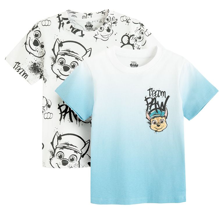 Cool Club, Tricou pentru baieti, alb, set, 2 buc., imprimeu Paw Patrol