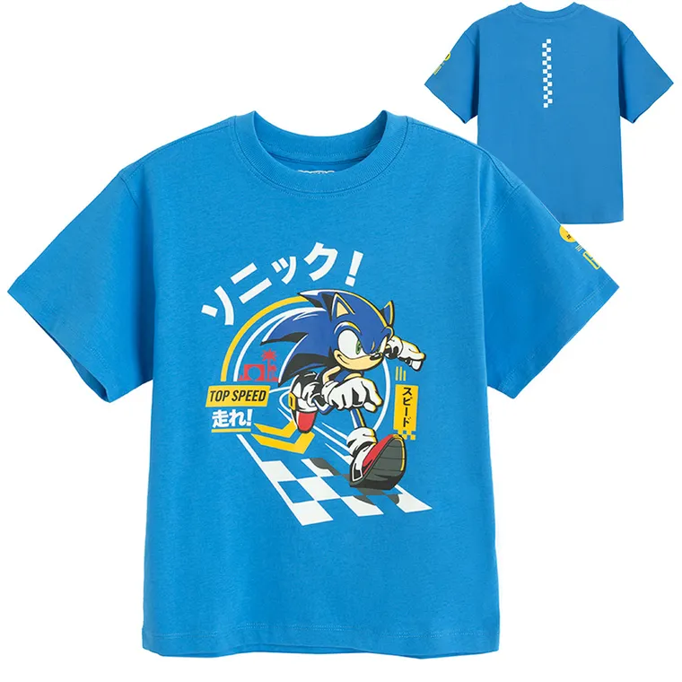 Cool Club, Tricou pentru baieti, albastru, imprimeu Sonic the Hedgehog