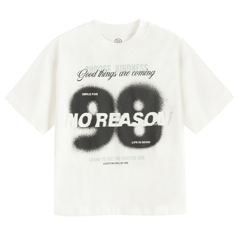 Cool Club, Tricou pentru baieti, boxy oversize, alb