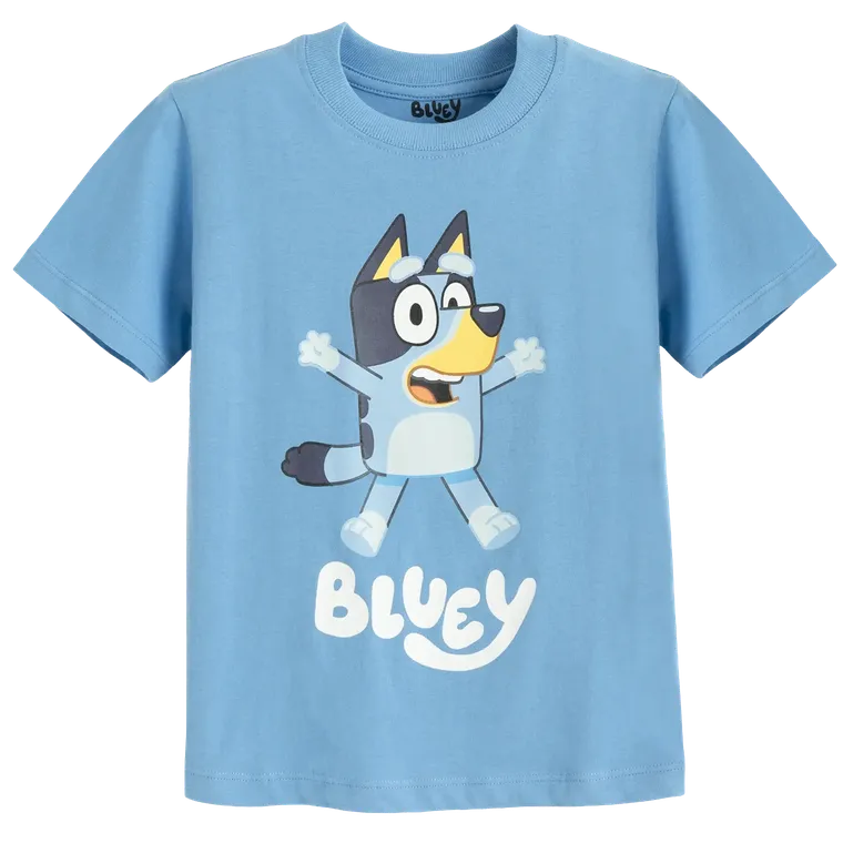 Cool Club, Tricou pentru baieti, bumbac organic, albastru, imprimeu Bluey