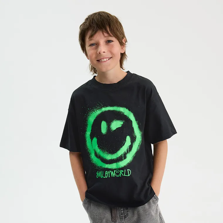 Cool Club, Tricou pentru baieti, negru, imprimeu SmileWorld