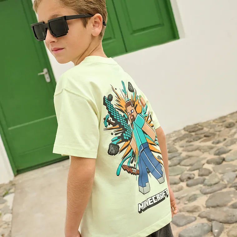 Cool Club, Tricou pentru baieti, verde, imprimeu Minecraft