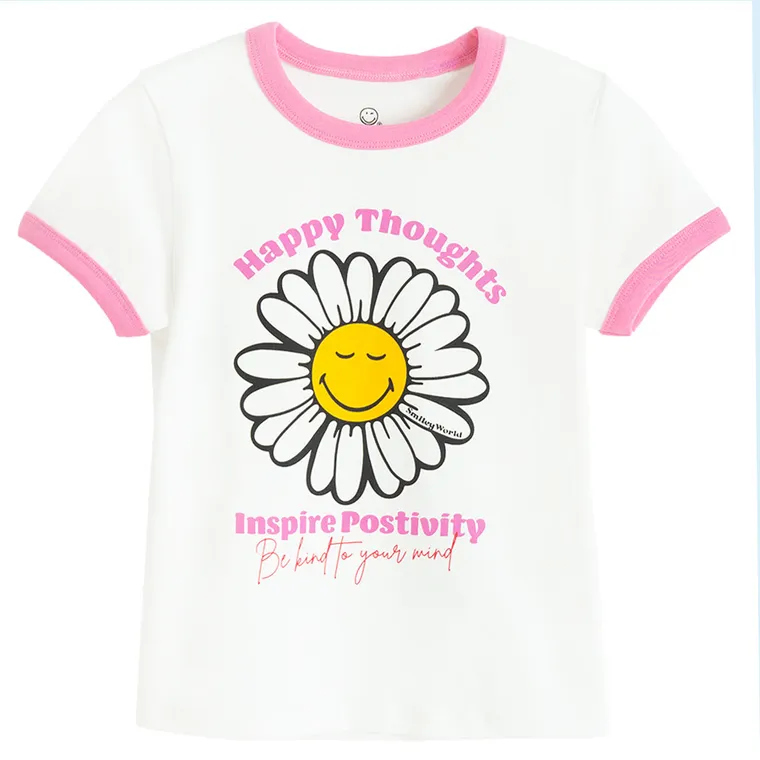 Cool Club, Tricou pentru fete, alb, imprimeu SmileyWorld