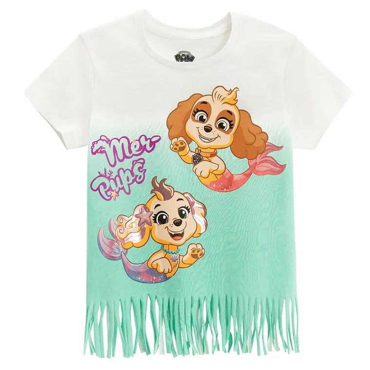 Cool Club, Tricou pentru fete, alb-turcoaz, imprimeu Paw Patrol