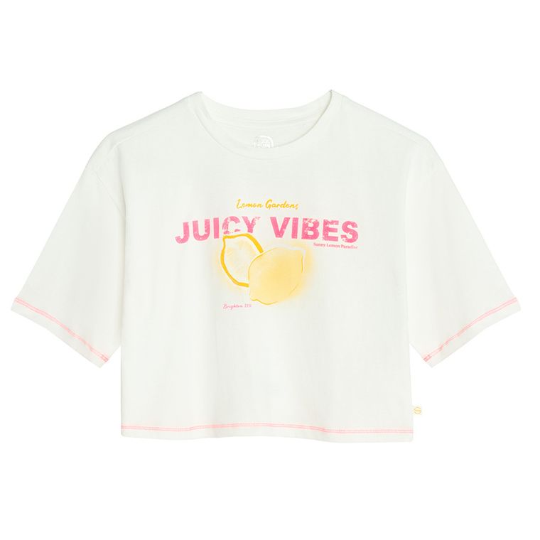 Cool Club, Tricou pentru fete, crop top, alb