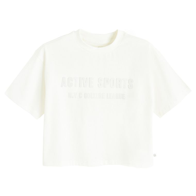 Cool Club, Tricou pentru fete, crop top, alb