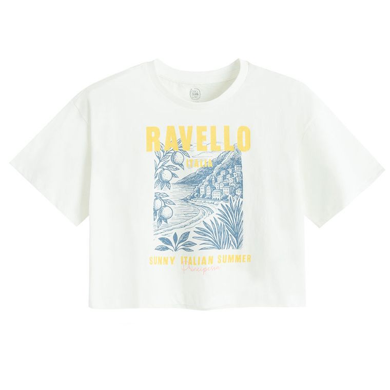 Cool Club, Tricou pentru fete, crop top, alb