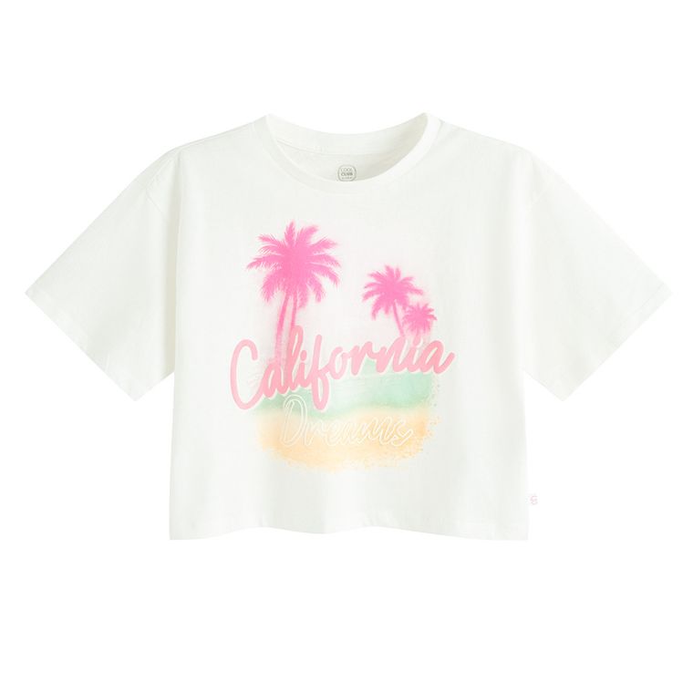 Cool Club, Tricou pentru fete, crop top, alb