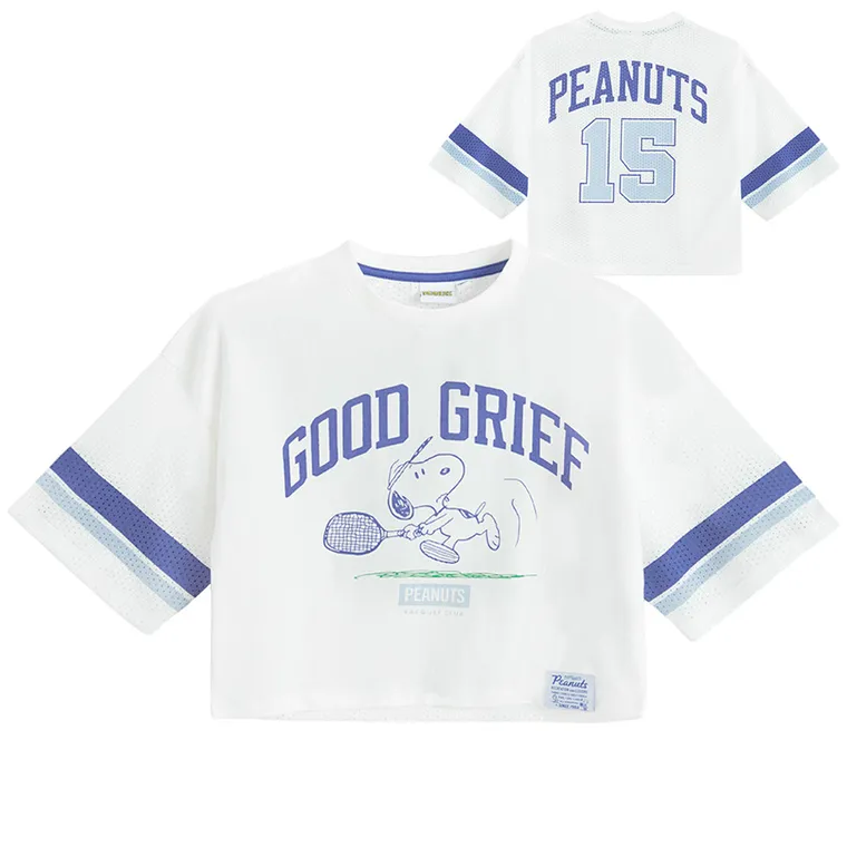 Cool Club, Tricou pentru fete, crop top, alb, Peanuts