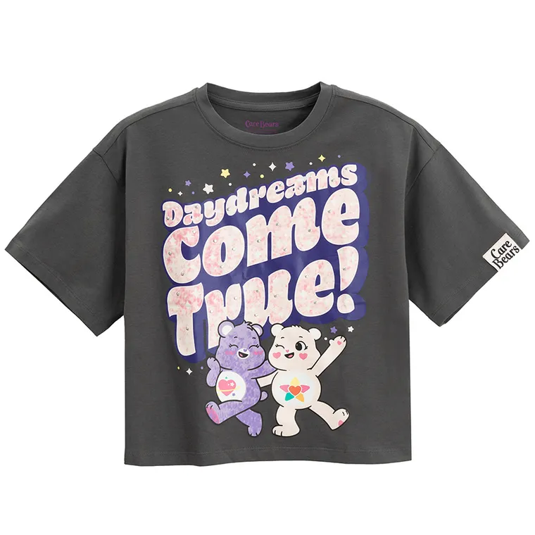 Cool Club, Tricou pentru fete, crop top, granit, imprimeu Care Bears