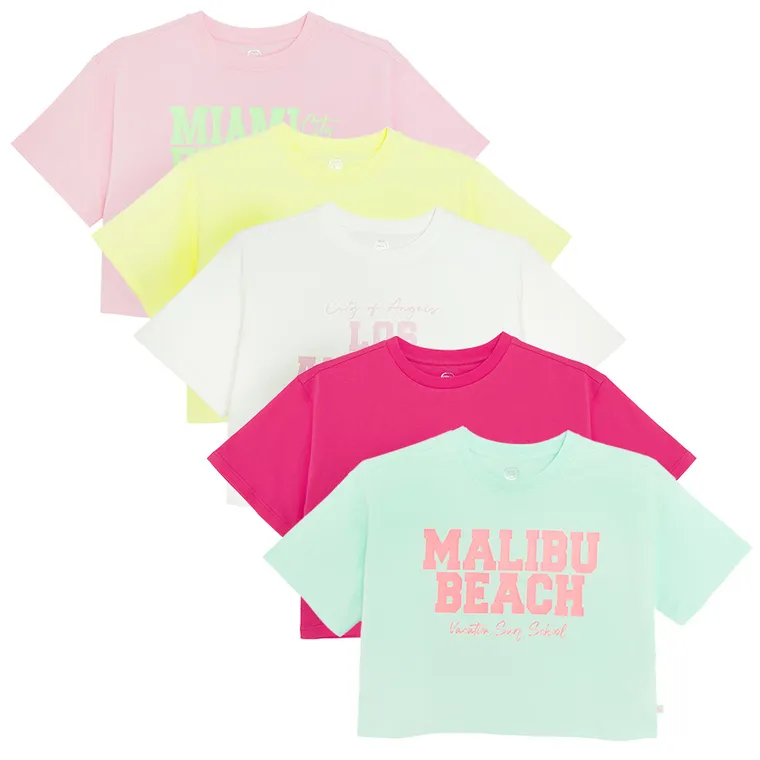 Cool Club, Tricou pentru fete, crop top, mix, set, 5 buc.