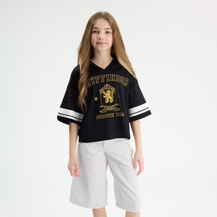 Cool Club, Tricou pentru fete, crop top, negru, imprimeu Harry Potter