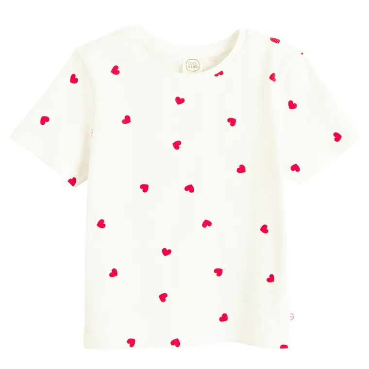 Cool Club, Tricou pentru fete, din tricot striat, alb