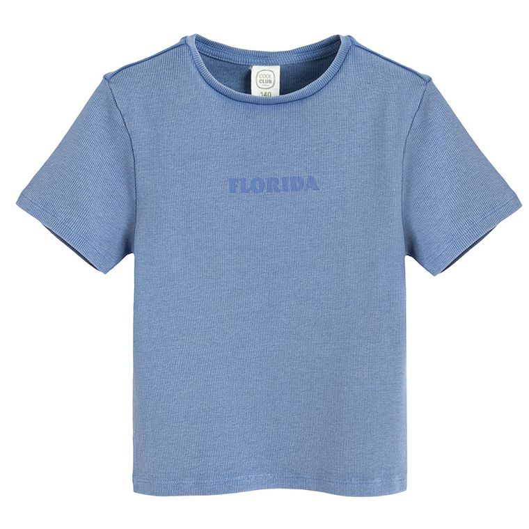 Cool Club, Tricou pentru fete, din tricot striat, albastru