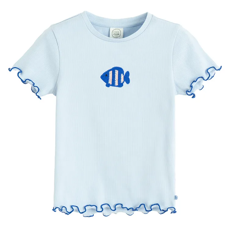 Cool Club, Tricou pentru fete, din tricot striat, albastru
