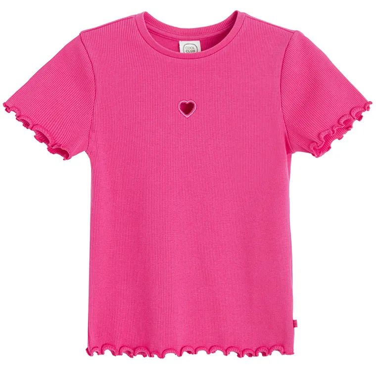 Cool Club, Tricou pentru fete, din tricot striat, roz