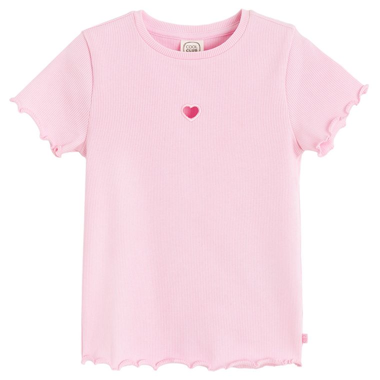 Cool Club, Tricou pentru fete, din tricot striat, roz