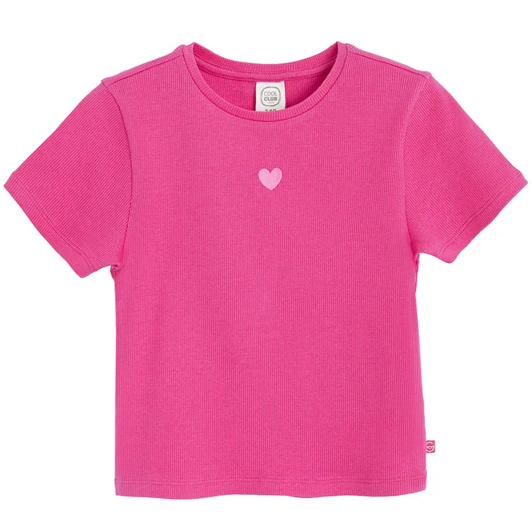 Cool Club, Tricou pentru fete, din tricot striat, roz