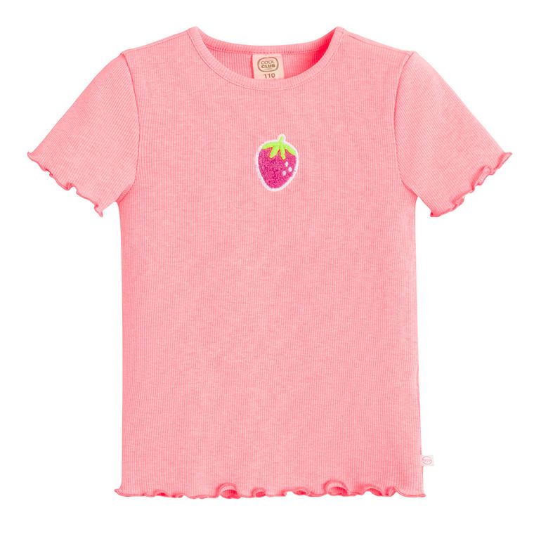 Cool Club, Tricou pentru fete, din tricot striat, roz