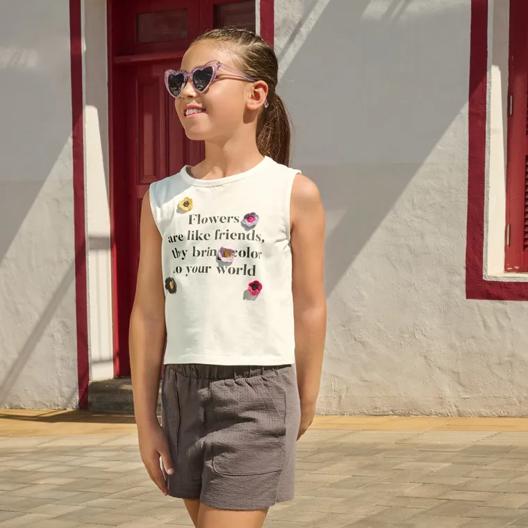 Cool Club, Tricou pentru fete fara maneci, alb