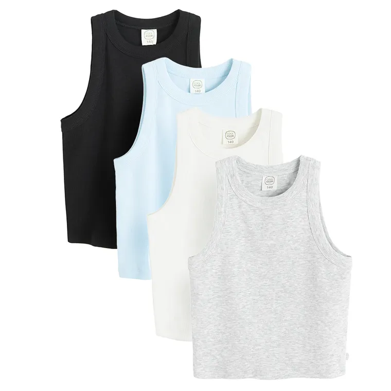 Cool Club, Tricou pentru fete fara maneci, din tricot striat, mix, set, 4 buc.