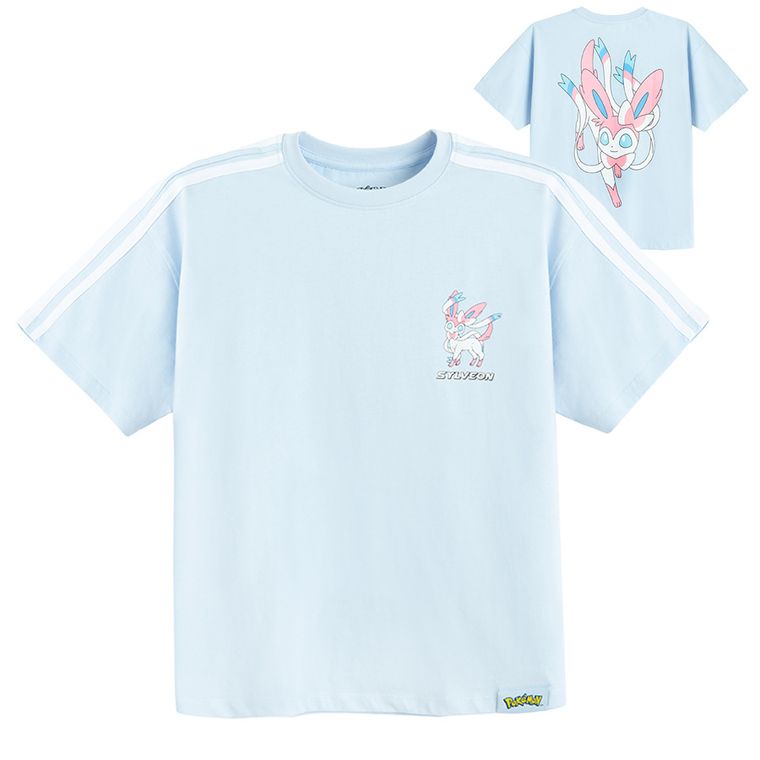 Cool Club, Tricou pentru fete, oversize, albastru, imprimeu Pokemon