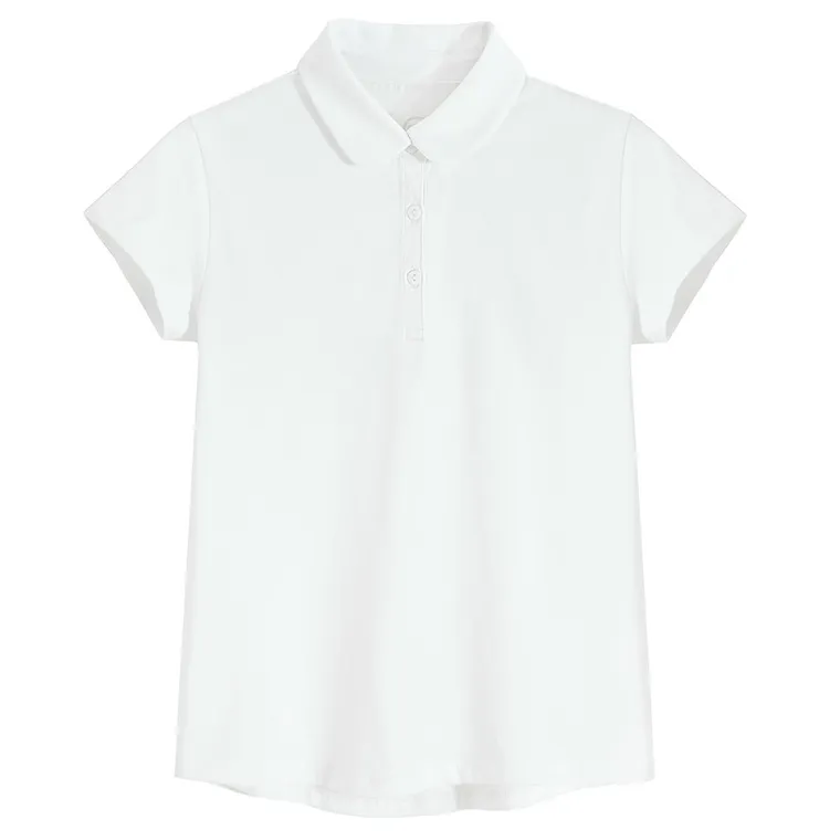 Cool Club, Tricou polo alb pentru fete, cu volanase