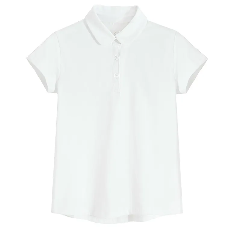 Cool Club, Tricou polo alb pentru fete, cu volanase