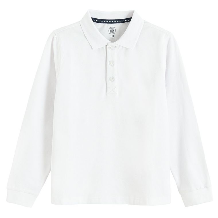 Cool Club, Tricou polo cu maneca lunga pentru baieti, alb