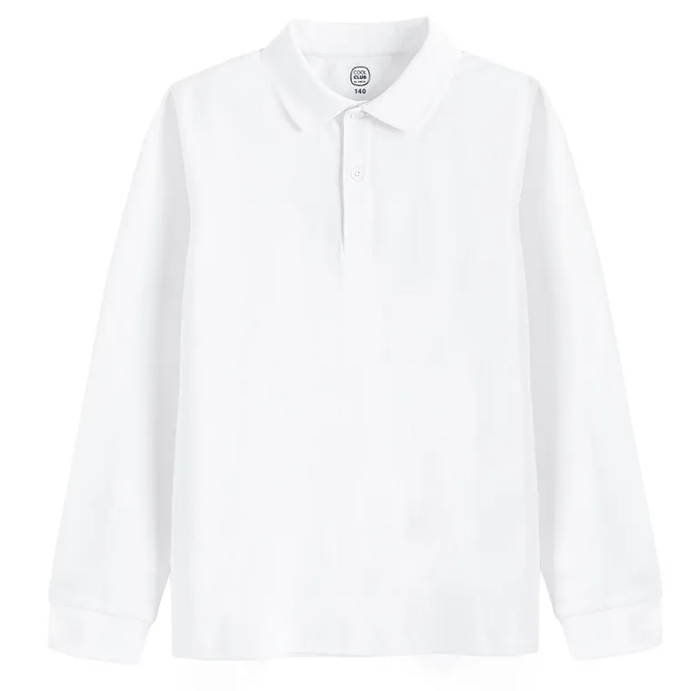 Cool Club, Tricou polo cu maneca lunga pentru baieti, alb