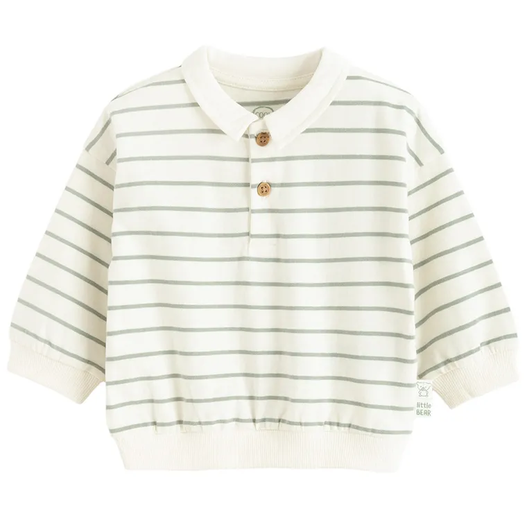 Cool Club, Tricou polo cu maneca lunga pentru baieti, ecru