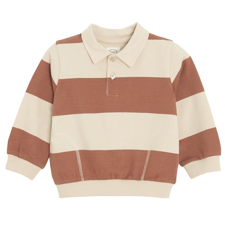 Cool Club, Tricou polo cu maneca lunga pentru baieti, maro