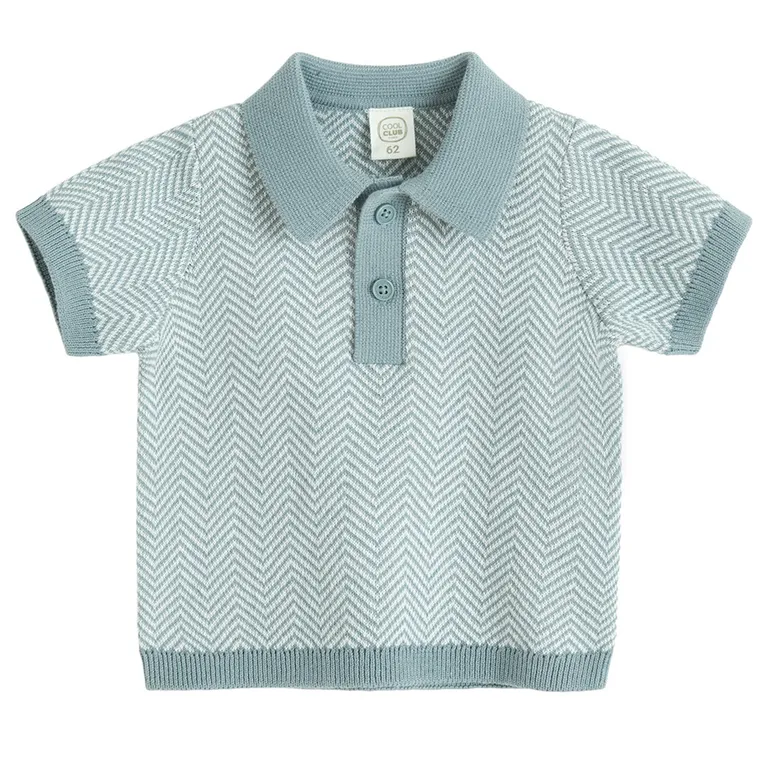 Cool Club, Tricou polo cu maneca scurta pentru baieti, din tricot, albastru
