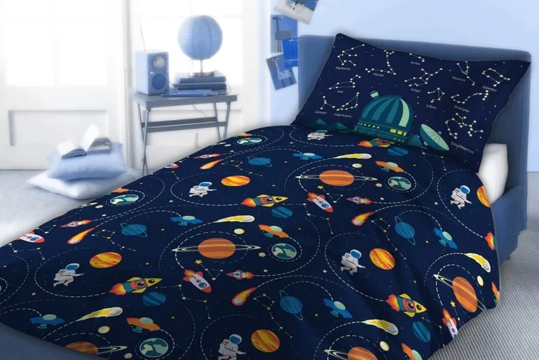 Cosmos, Fluo, set lenjerie de pat single, 160-200 cm