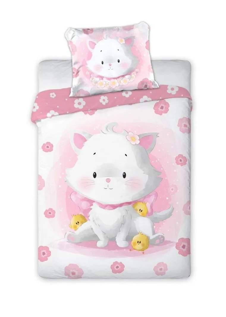 Cuddles, Pisica, set lenjerie de pat single, 100-135 cm