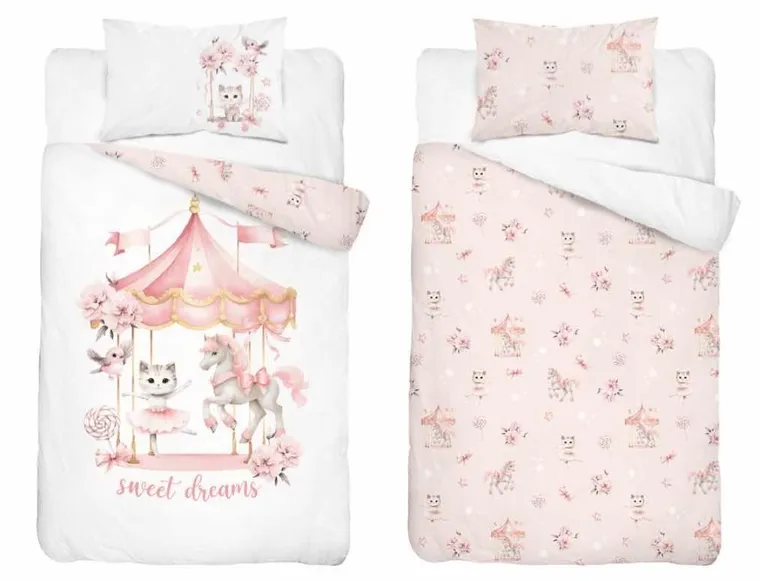 Detexpol, Carusel, set lenjerie de pat single, din bumbac, 100-135 cm