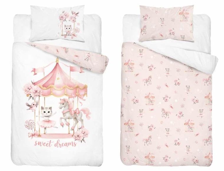 Detexpol, Carusel, set lenjerie de pat single, din bumbac, 90-120 cm