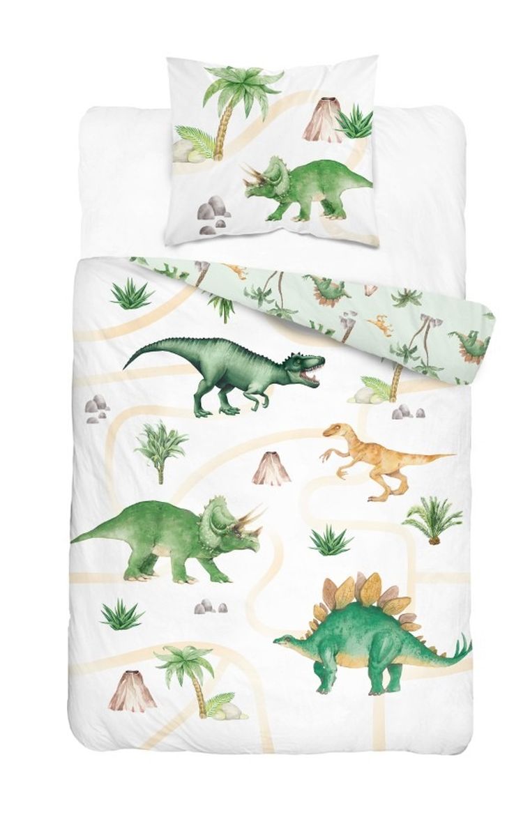 Dinozauri, set lenjerie de pat single, 160-200 cm