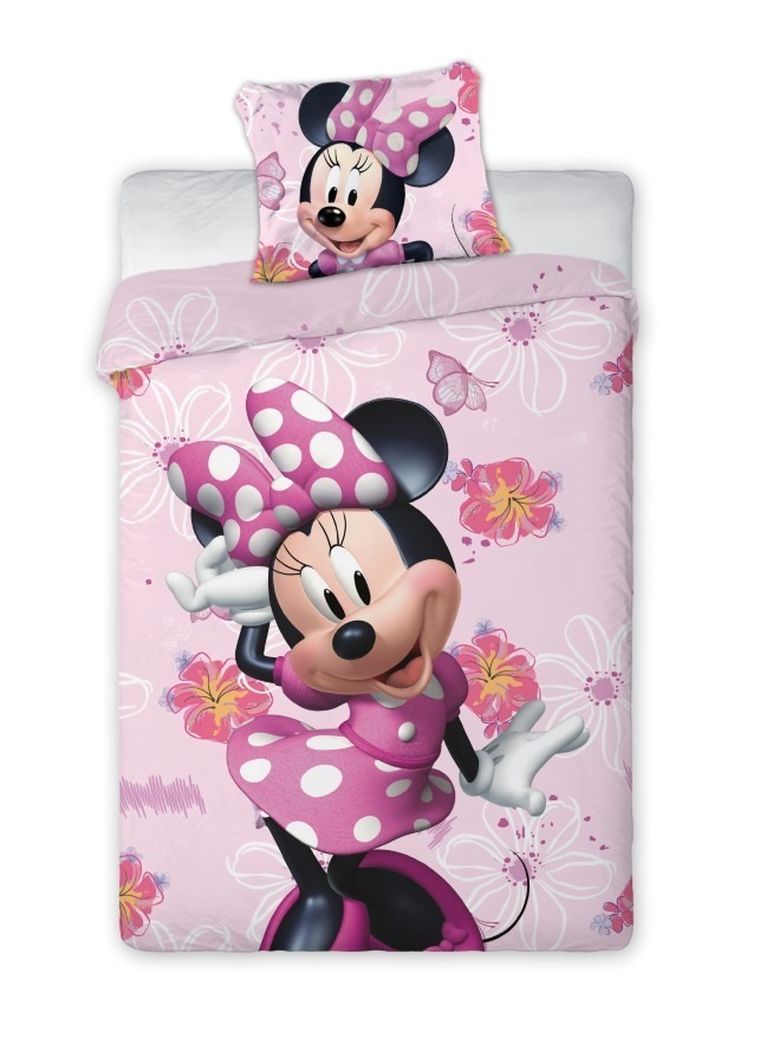 Disney, Minnie, set lenjerie de pat single, din bumbac, 160-200 cm