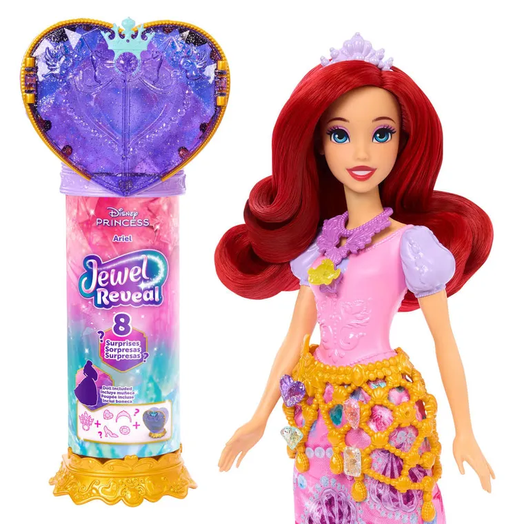 Disney Princess, Jewel Reveal, papusa printesa Ariel cu accesorii