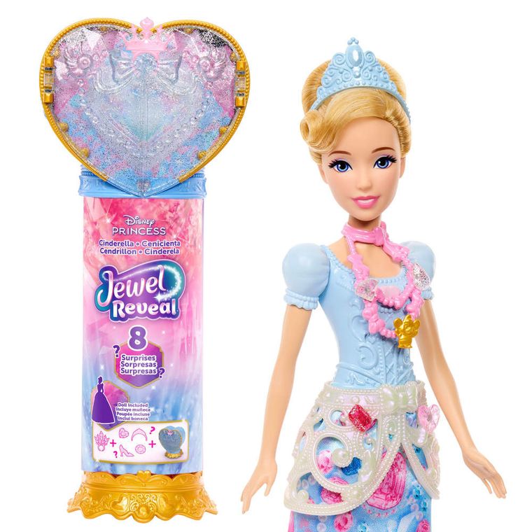 Disney Princess, Jewel Reveal, papusa printesa Cinderella cu accesorii
