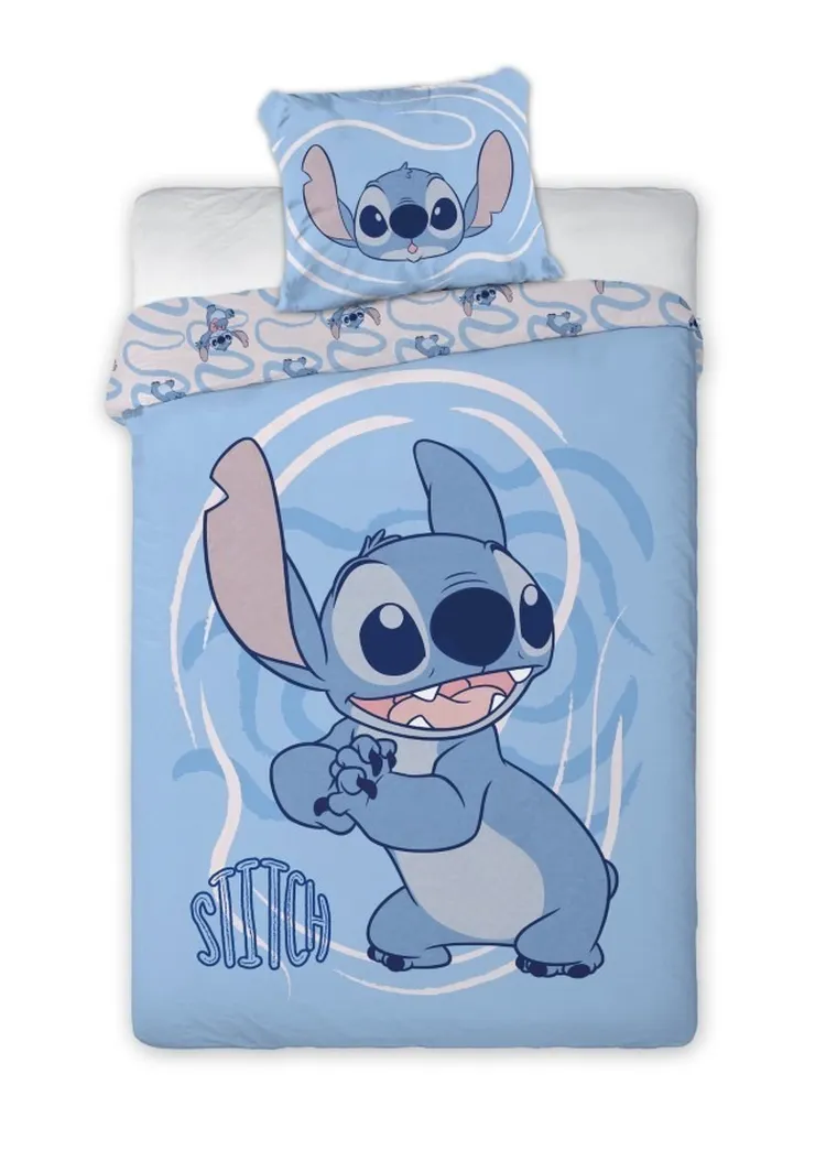Disney, Stitch, set lenjerie de pat single, din bumbac, 160-200 cm