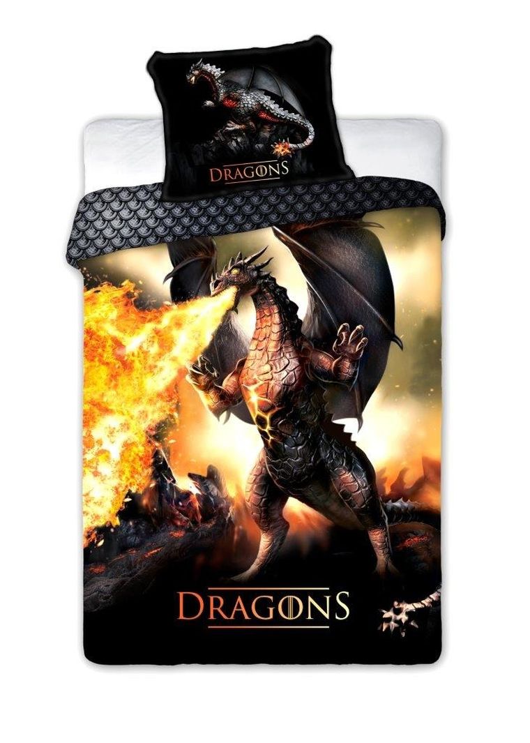 Dragons, set lenjerie de pat single, 140-200 cm