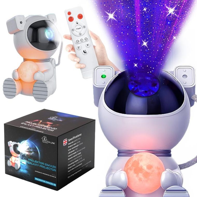 Extralink Home, Proiector de stele cu luna, Lampa de noptiera, pentru copii, Astronaut