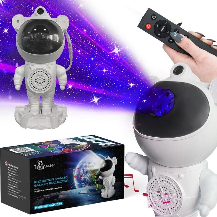 Extralink Home, Proiector Star cu difuzor, lampa de noptiera, Bluetooth, pentru copii, Astronaut
