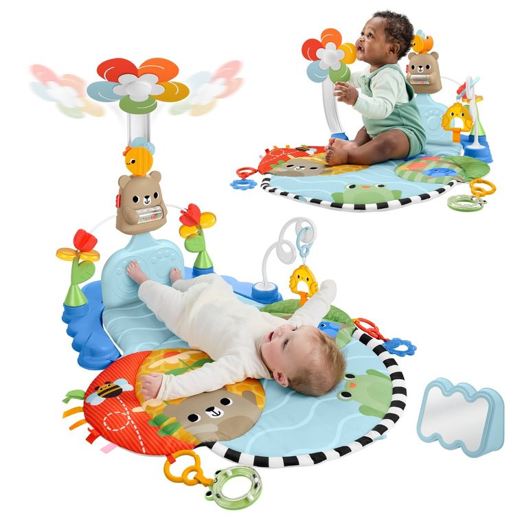 Fisher-Price, Covoras senzorial educativ pentru nou-nascuti si bebelusi 3 in 1, Caruselul stimulativ